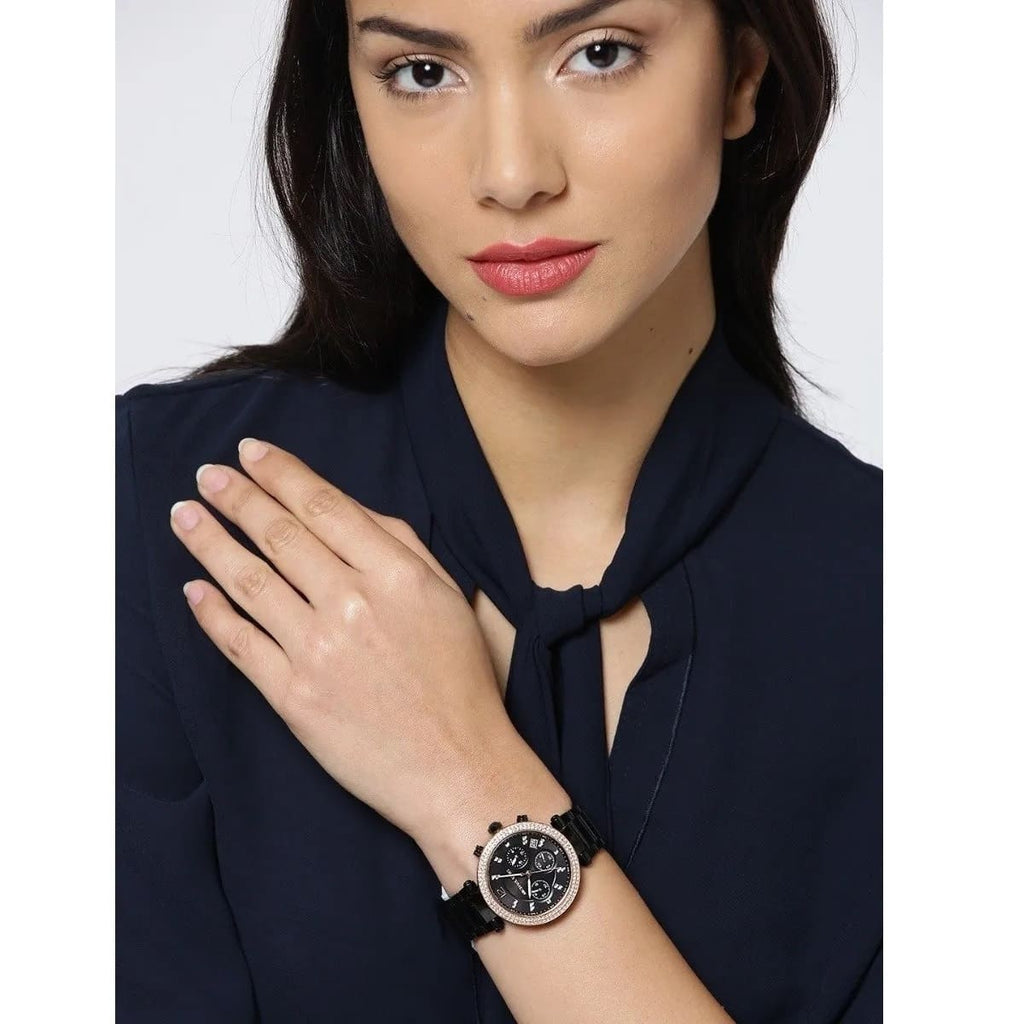 Michael Kors MK5885 Parker Women’s Black Dial Black Chronograph Watch