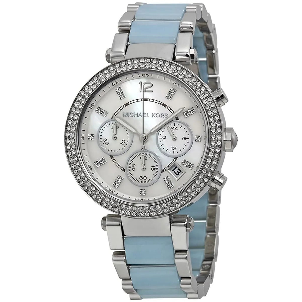 Michael Kors MK6138 Parker Women’s Mother of Pearl Dial Silver Chronograph Watch