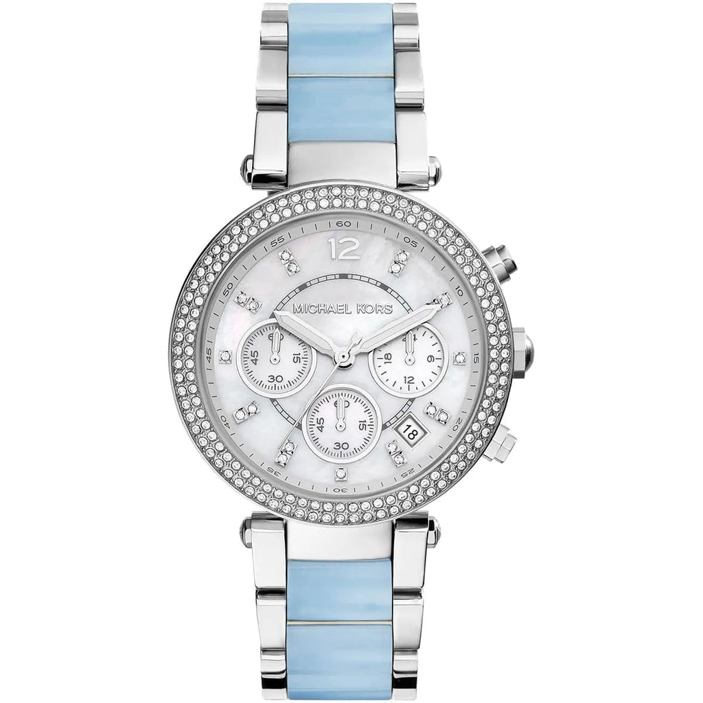 Michael Kors MK6138 Parker Women’s Mother of Pearl Dial Silver Chronograph Watch