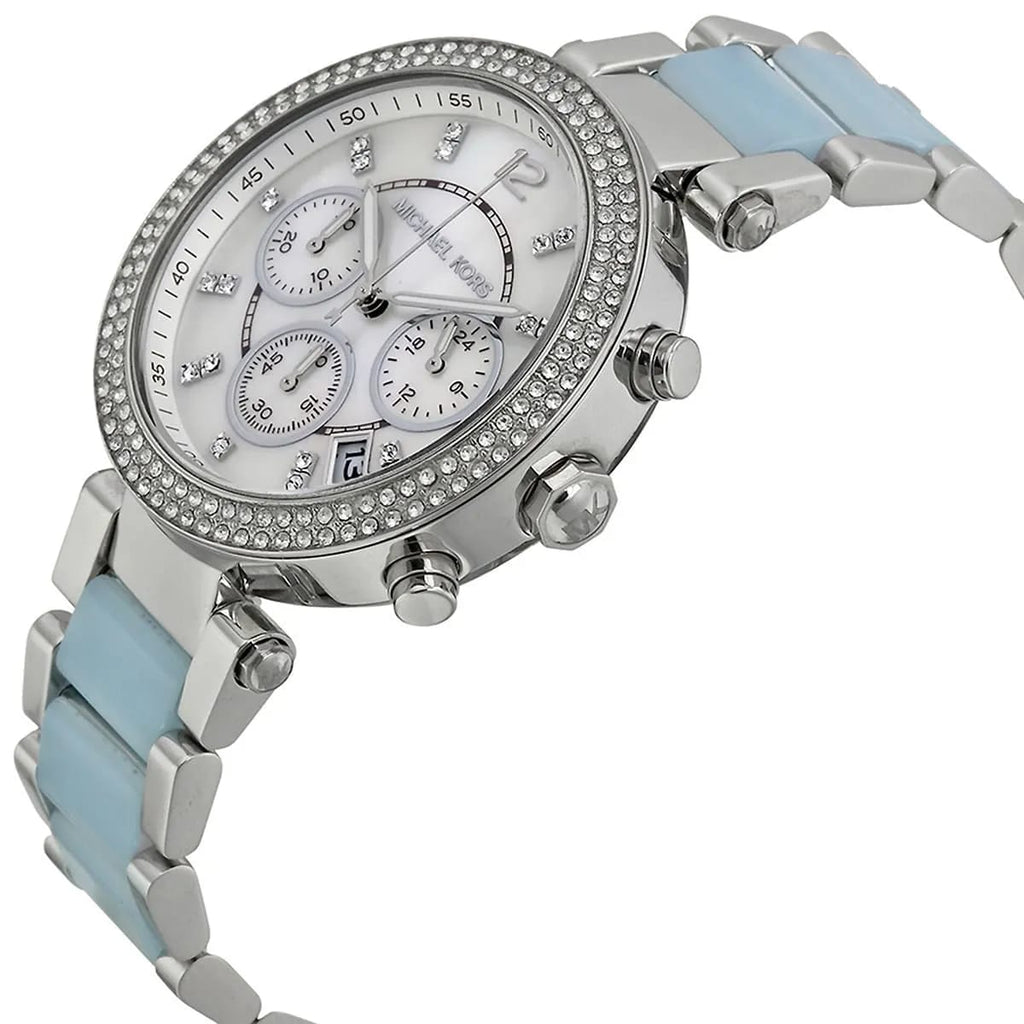 Michael Kors MK6138 Parker Women’s Mother of Pearl Dial Silver Chronograph Watch