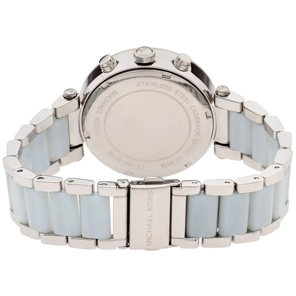 Michael Kors MK6138 Parker Women’s Mother of Pearl Dial Silver Chronograph Watch