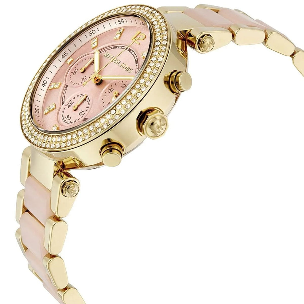 Michael Kors MK6326 Parker Women’s Blush Dial Gold Stainless Steel Chronograph Watch