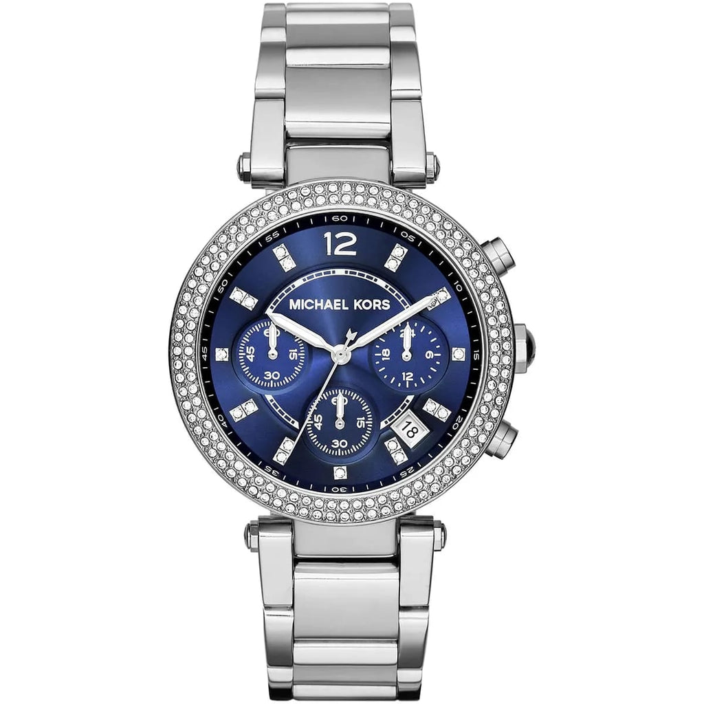 Michael Kors MK6117 Parker Women’s Blue Dial Silver Stainless Steel Chronograph Watch