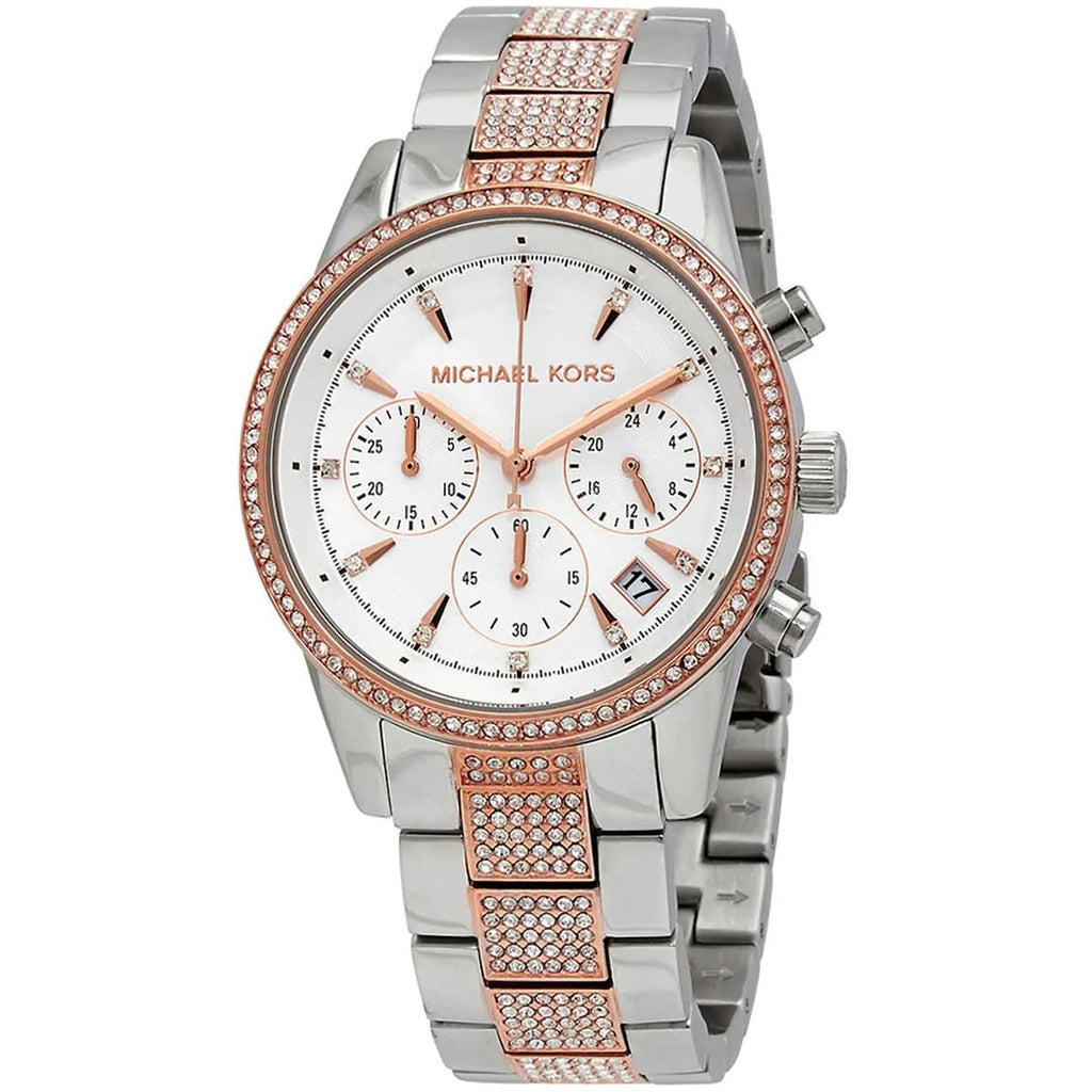 Michael Kors MK6651 Ritz Women’s Silver Dial Two-Tone Stainless Steel Chronograph Watch