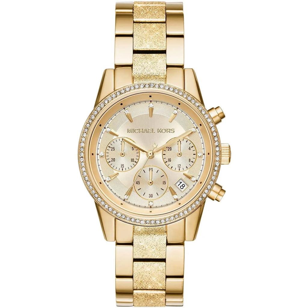 Michael Kors MK6597 Ritz Women’s Gold Dial Gold Stainless Steel Chronograph Watch