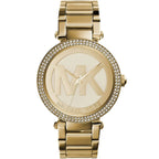 Michael Kors MK5784 Parker Women’s Gold Crystal Bezel MK Logo Dial Stainless Steel Watch