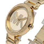 Michael Kors MK5784 Parker Women’s Gold Crystal Bezel MK Logo Dial Stainless Steel Watch