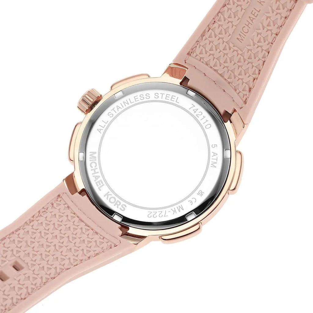 Michael Kors  MK7222 Women’s White Dial Pink Logo Strap Rose Gold Multi-Function Watch