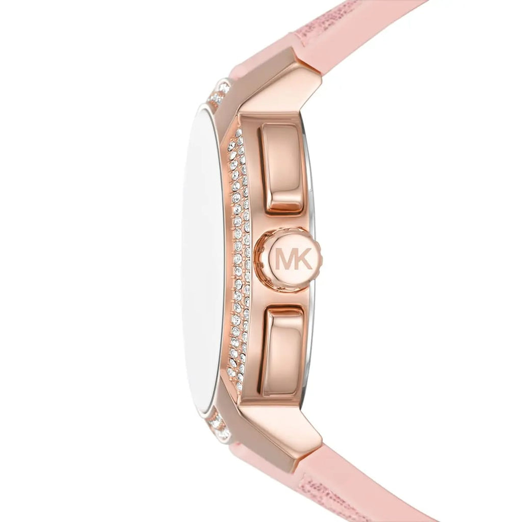 Michael Kors  MK7222 Women’s White Dial Pink Logo Strap Rose Gold Multi-Function Watch