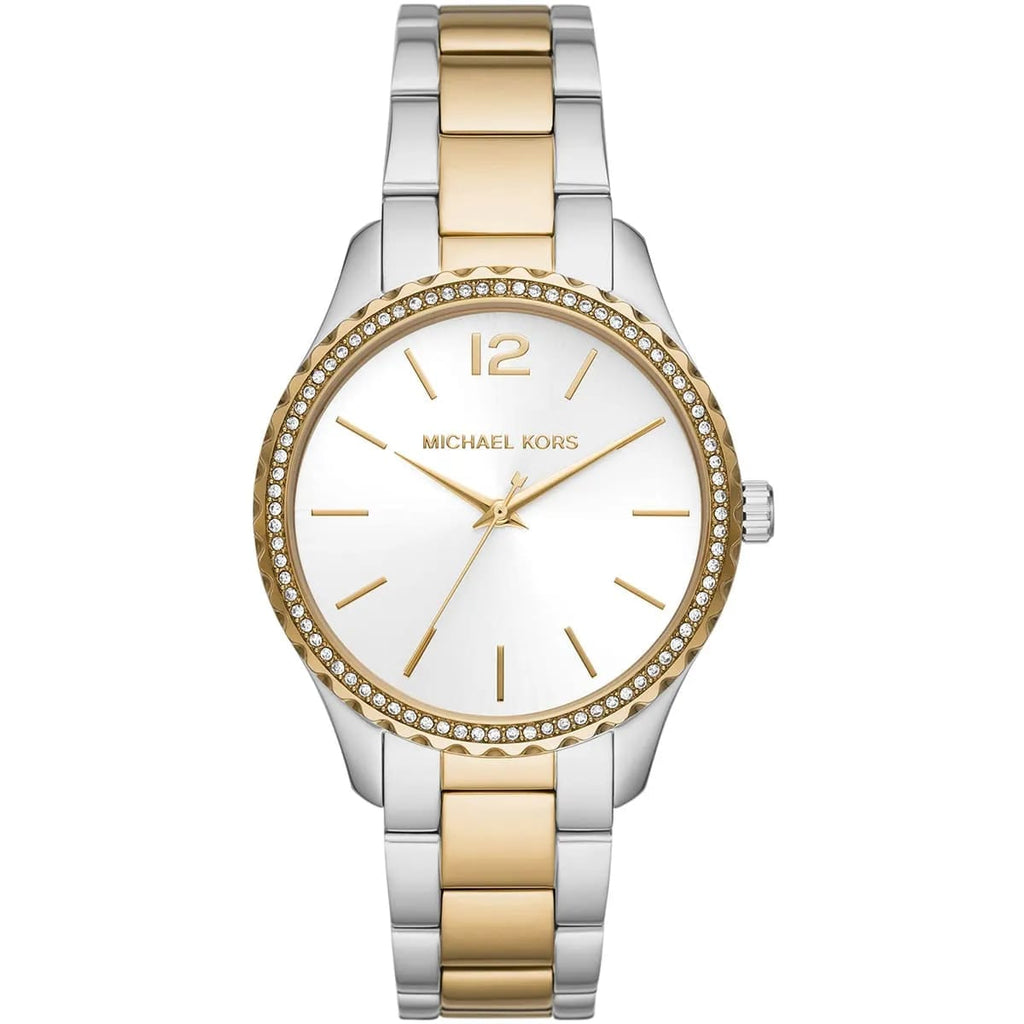Michael Kors MK6899 Women’s Silver Dial Two-Tone Stainless Steel Crystal Bezel Watch