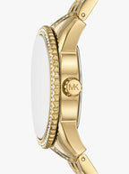 Michael Kors MK4371 Women’s Gold Dial Gold Stainless Steel Crystal MK Logo Watch