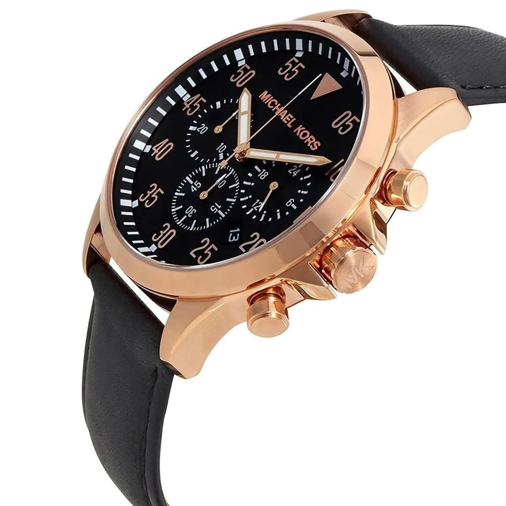 Michael Kors MK8535 Men’s Black Dial Rose Gold Stainless Steel Gage Chronograph Watch