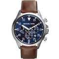 Michael Kors MK8362 Men’s Blue Dial Brown Leather Strap Gage Chronograph Watch