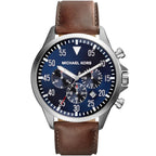 Michael Kors MK8362 Men’s Blue Dial Brown Leather Strap Gage Chronograph Watch