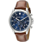 Michael Kors MK8362 Men’s Blue Dial Brown Leather Strap Gage Chronograph Watch