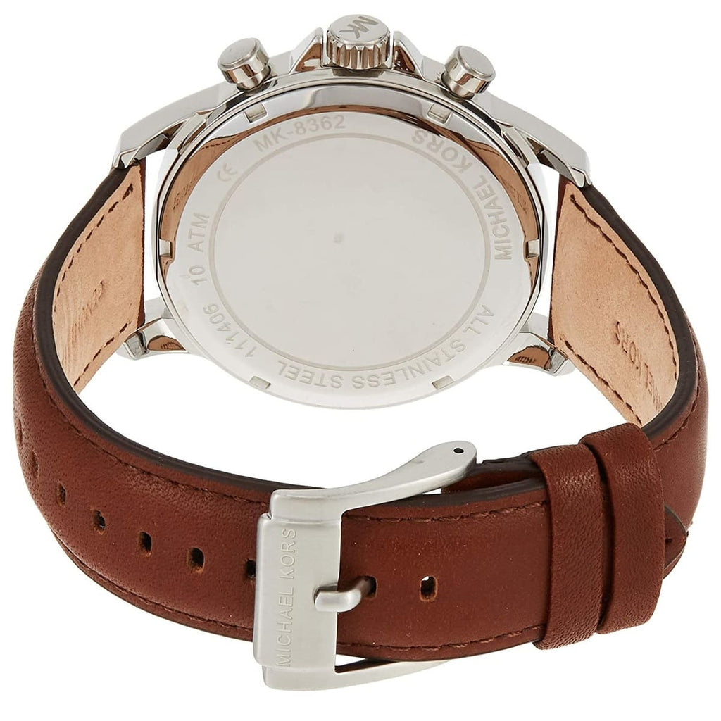Michael Kors MK8362 Men’s Blue Dial Brown Leather Strap Gage Chronograph Watch
