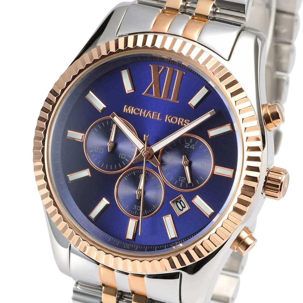 Michael Kors MK8412 Men’s Blue Dial Two-Tone Stainless Steel Lexington Chronograph Watch