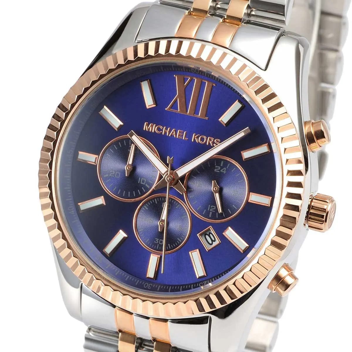 Michael Kors MK8412 Men’s Blue Dial Two-Tone Stainless Steel Lexington Chronograph Watch