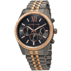 Michael Kors MK8561 Men’s Grey Dial Two-Tone Black Rose Gold Stainless Steel Lexington Chronograph Watch