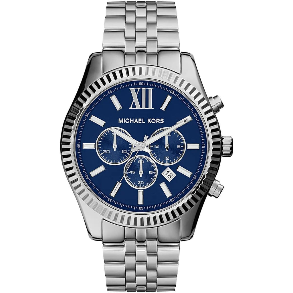 Michael Kors MK8280 Men’s Blue Dial Silver Stainless Steel Lexington Chronograph Watch