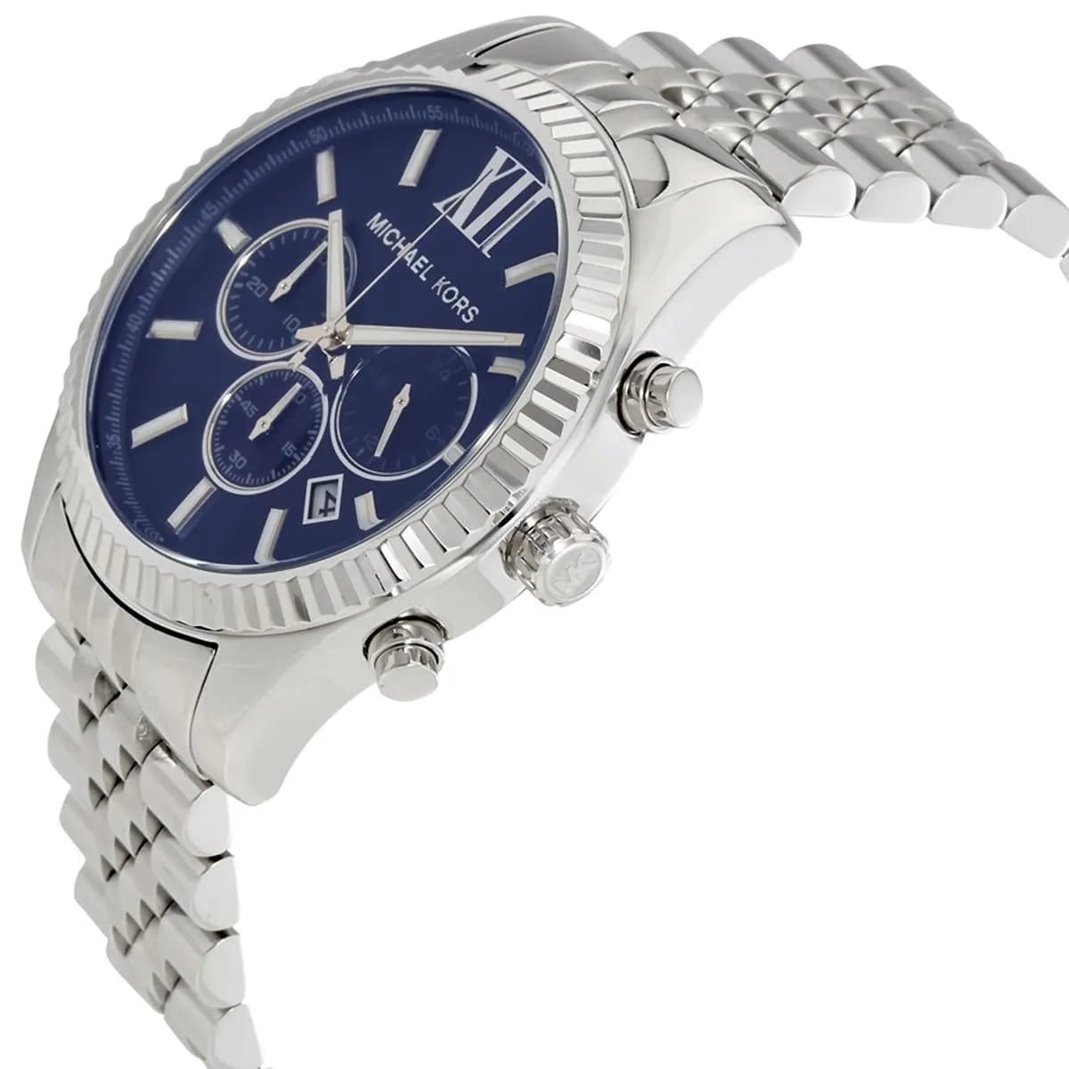 Michael Kors MK8280 Men’s Blue Dial Silver Stainless Steel Lexington Chronograph Watch