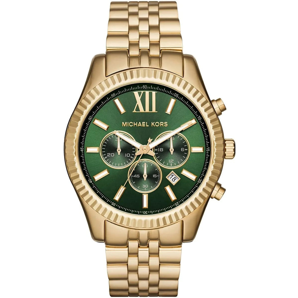 Michael Kors MK8446 Men’s Green Dial Gold Stainless Steel Lexington Chronograph Watch