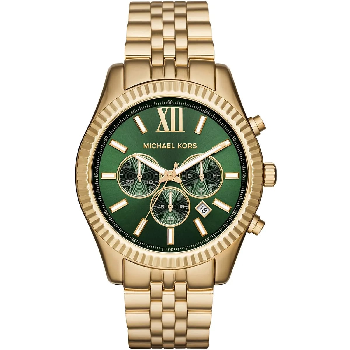 Michael Kors MK8446 Men’s Green Dial Gold Stainless Steel Lexington Chronograph Watch