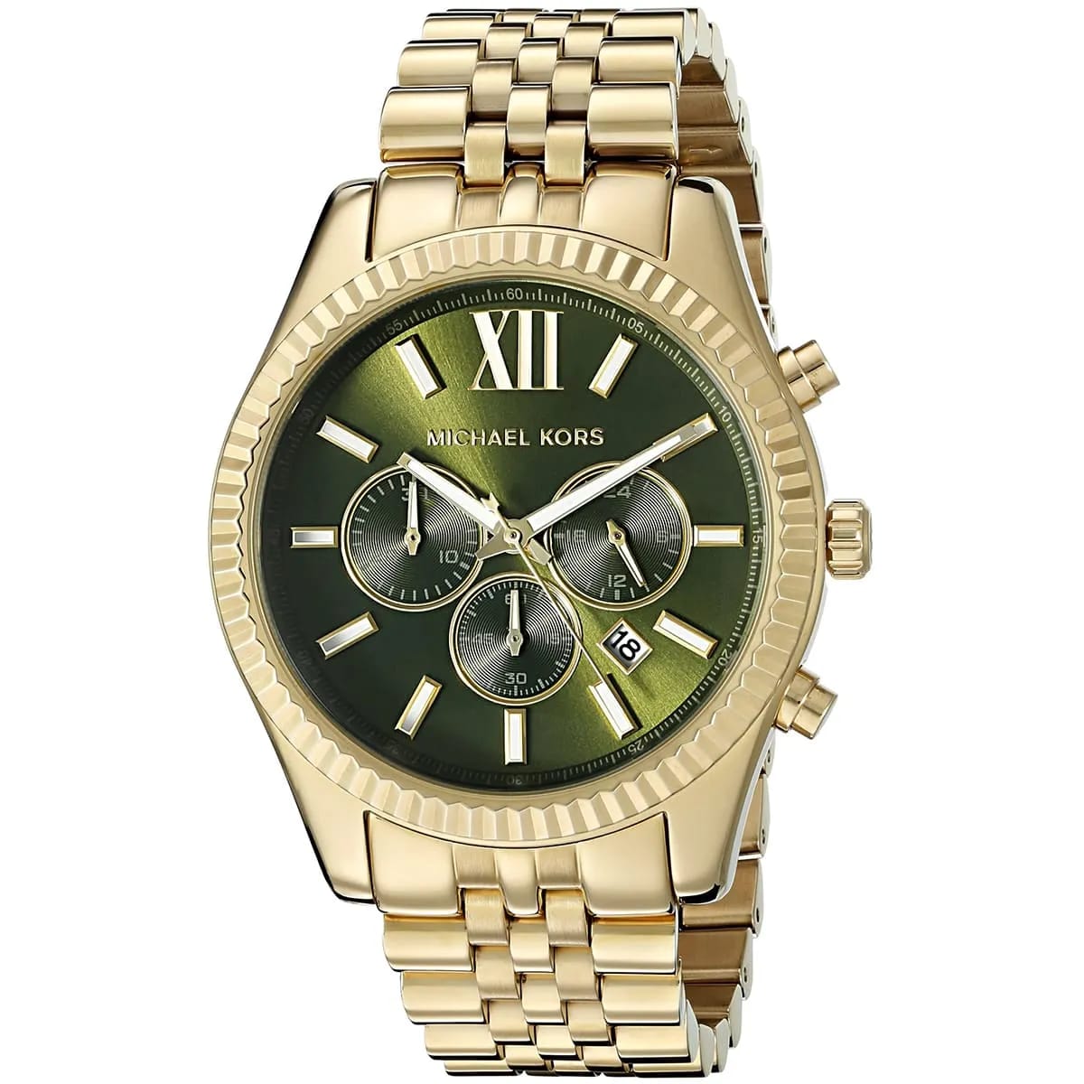 Michael Kors MK8446 Men’s Green Dial Gold Stainless Steel Lexington Chronograph Watch