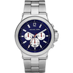 ساعة مايكل كورس MK8171 رجالي كرونوغراف ديلان بهيكل فضي من الستانلس ستيل ومينا أزرق