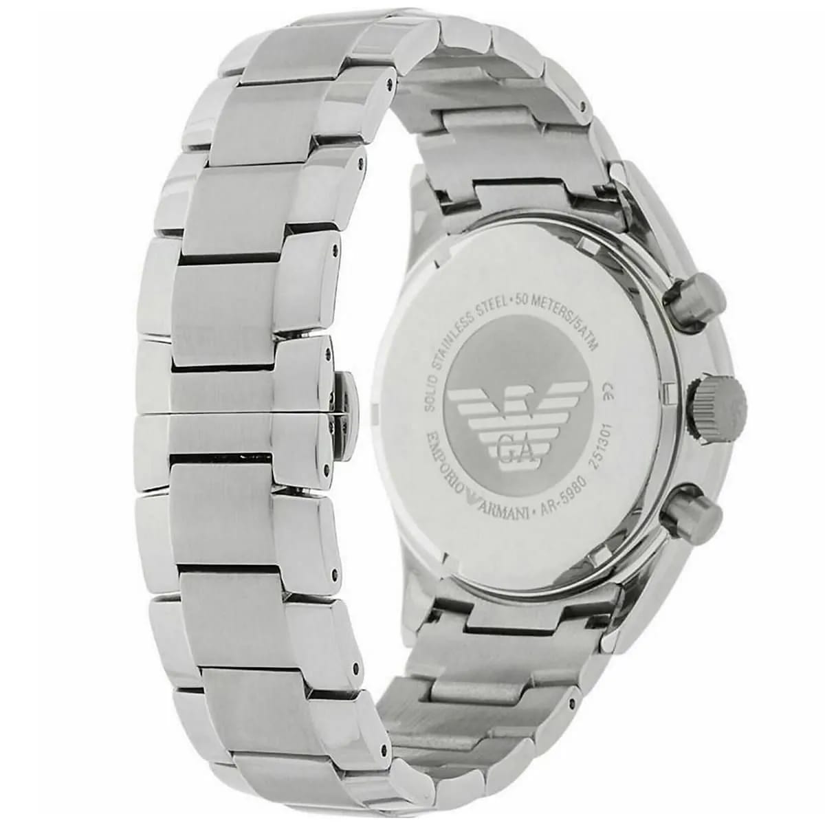 Emporio Armani AR5980 Men’s Black Dial Stainless Steel Tazio Large Chronograph Watch