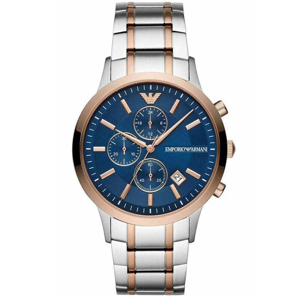 Emporio Armani AR80025 Men’s Blue Dial Two-Tone Stainless Steel Renato Chronograph Watch