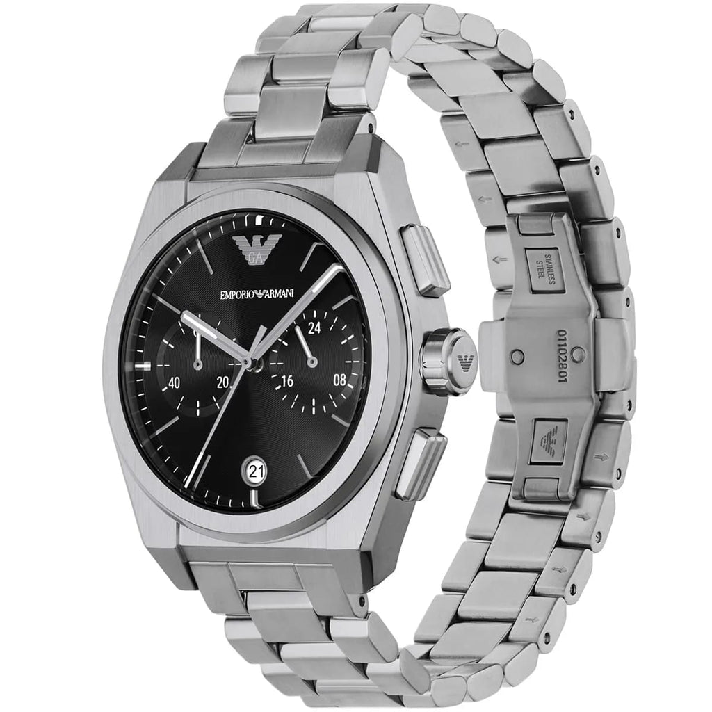 Emporio Armani AR11560 Men’s Black Dial Silver Stainless Steel Federico Chronograph Watch