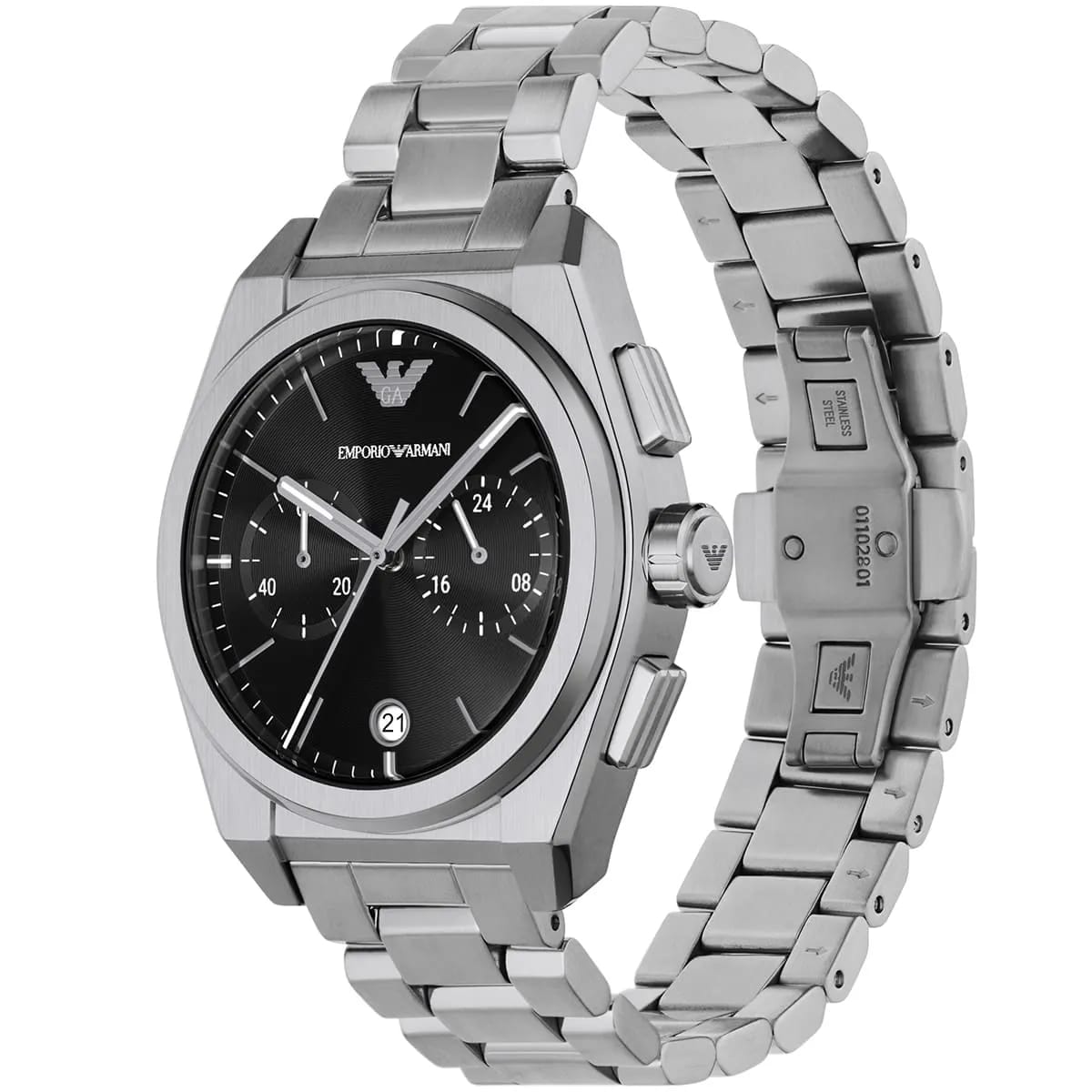 Emporio Armani AR11560 Men’s Black Dial Silver Stainless Steel Federico Chronograph Watch