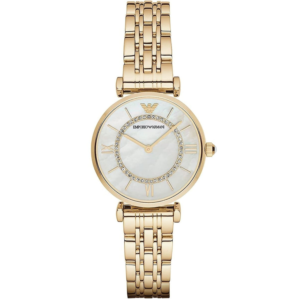 Emporio Armani AR1907 Women’s Mother of Pearl Dial Gold Stainless Steel Gianni T-Bar Watch
