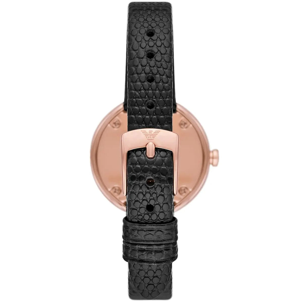 Emporio Armani AR11493 Women’s Black Dial Rose Gold Leather Rosa Watch