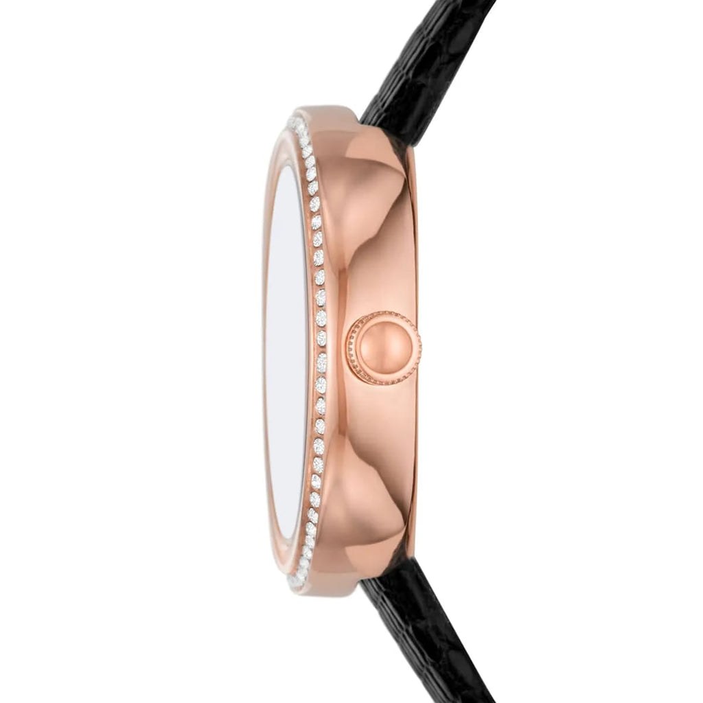 Emporio Armani AR11493 Women’s Black Dial Rose Gold Leather Rosa Watch