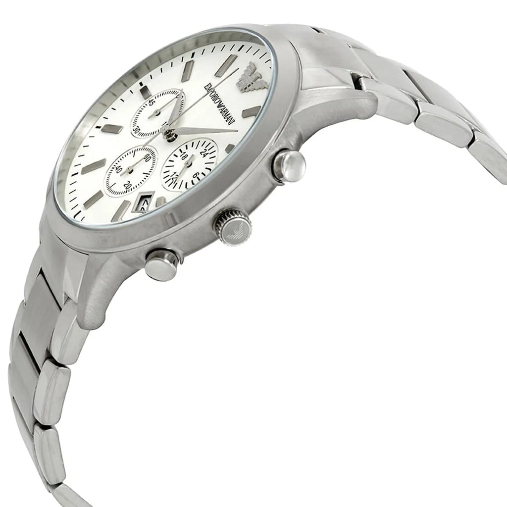 Emporio Armani AR2458 Men’s Silver Dial Stainless Steel Renato Large Chronograph Watch