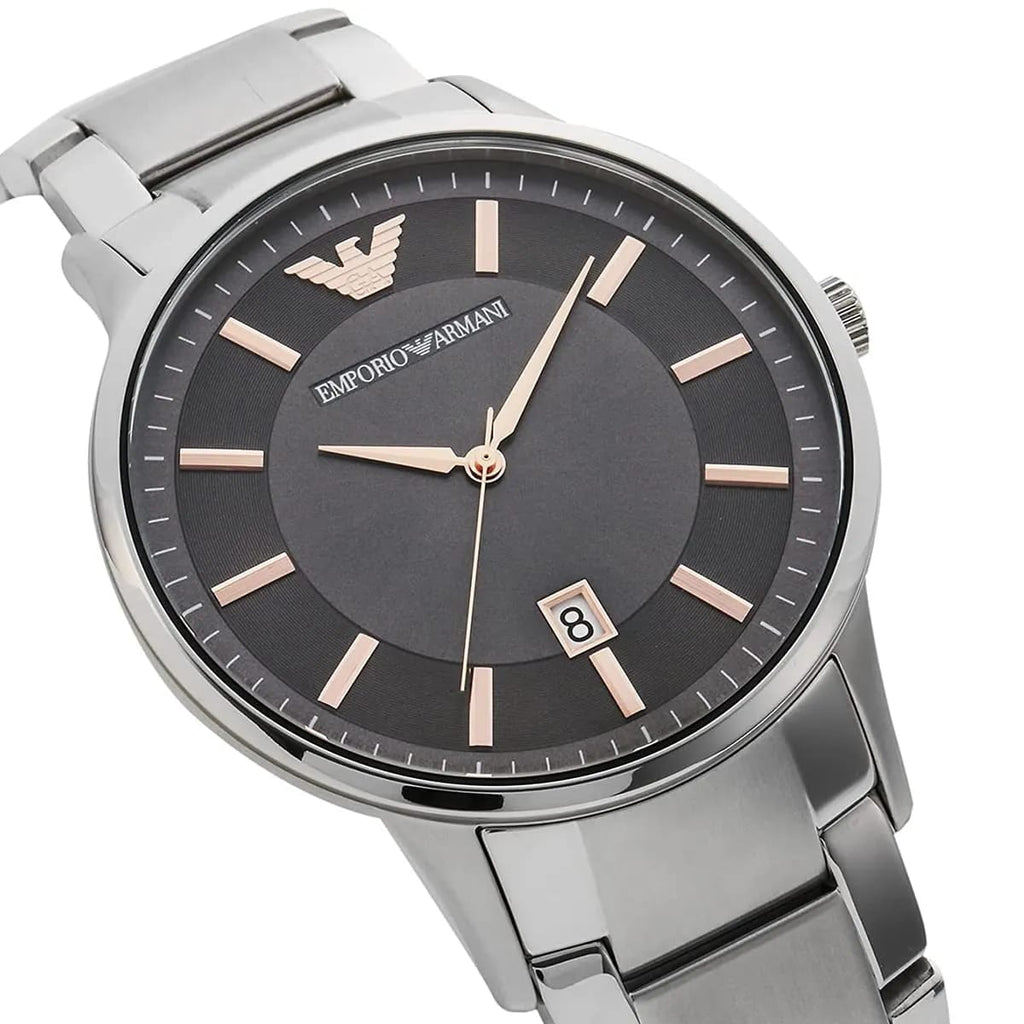Emporio Armani AR11179 Men’s Black Dial Stainless Steel Renato Watch