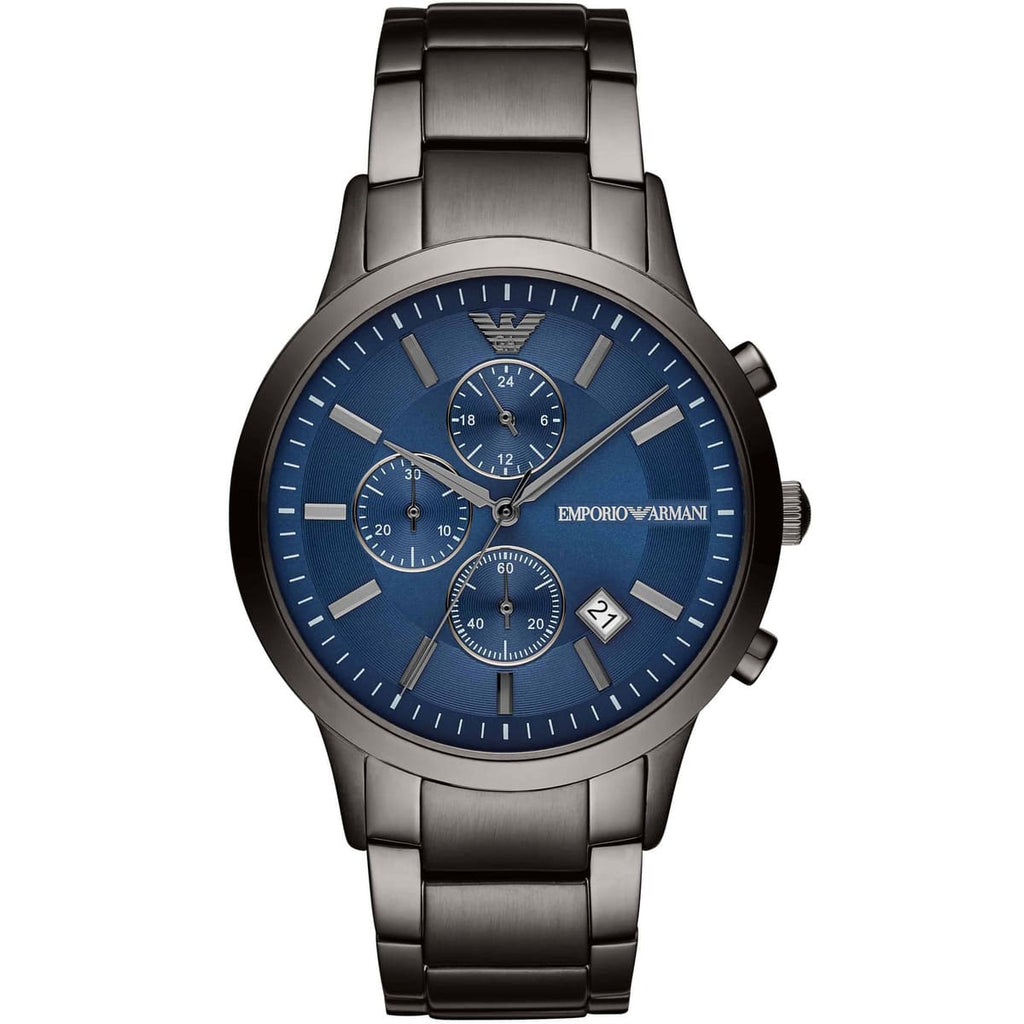 Emporio Armani AR11215 Men’s Blue Dial Gunmetal Stainless Steel Renato Watch