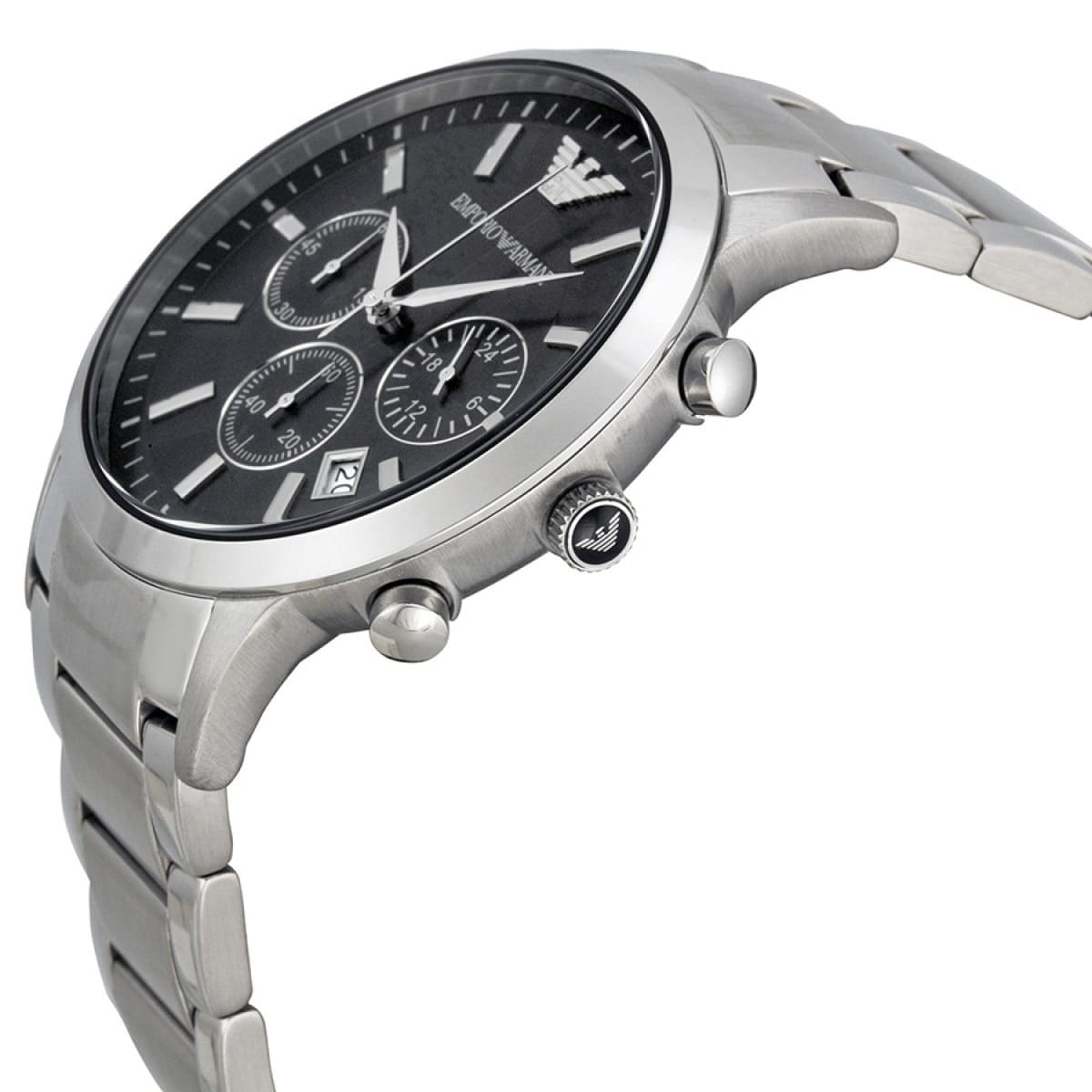 Emporio Armani AR2434 Men’s Black Dial Stainless Steel Renato Watch