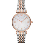 Emporio Armani AR1683 Women’s Mother of Pearl Dial Two-Tone Stainless Steel Gianni T-Bar Watch