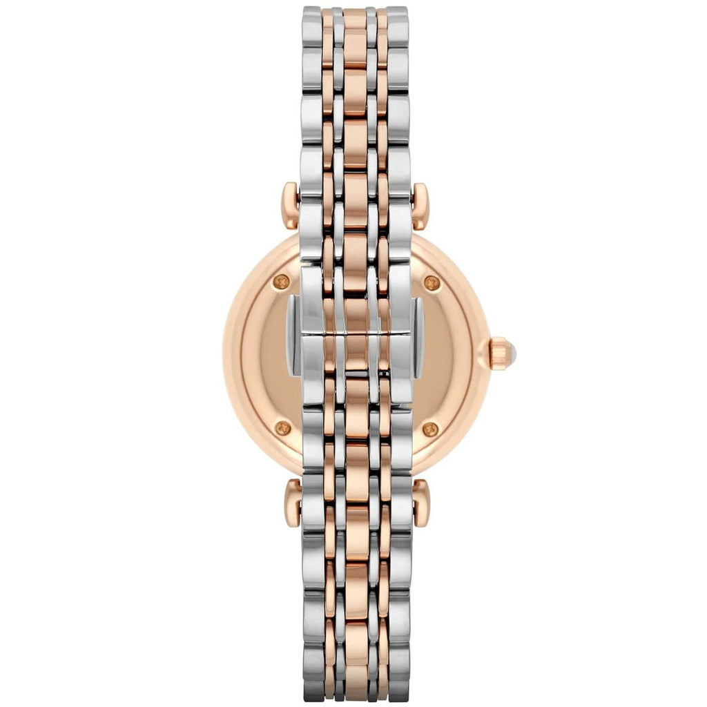 Emporio Armani AR1683 Women’s Mother of Pearl Dial Two-Tone Stainless Steel Gianni T-Bar Watch