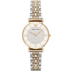 Emporio Armani AR2076 Women’s Crystal Dial Two-Tone Stainless Steel Gianni T-Bar Watch