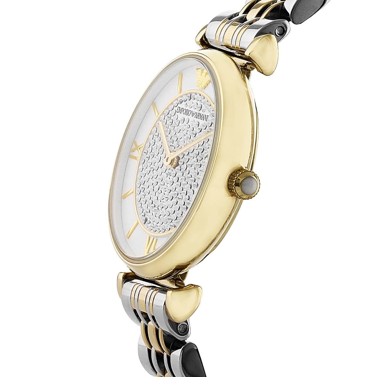 Emporio Armani AR2076 Women’s Crystal Dial Two-Tone Stainless Steel Gianni T-Bar Watch
