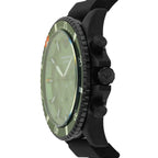 ساعة كرونوغراف Emporio Armani AR11463 للرجال بمينا أخضر وسوار سيليكون ومقاومة للماء