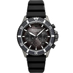 ساعة كرونوغراف Emporio Armani AR11515 للرجال مينا أسود وحزام سيليكون مقاومة للماء