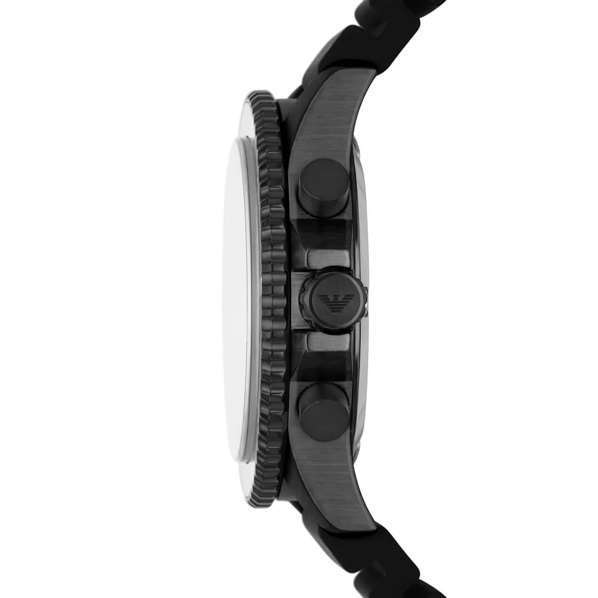 ساعة كرونوغراف Emporio Armani AR11515 للرجال مينا أسود وحزام سيليكون مقاومة للماء