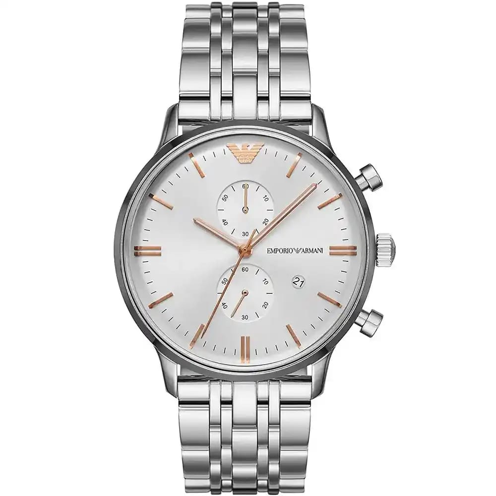 Emporio Armani AR1933 Men’s Silver Dial Silver Stainless Steel Chronograph Watch