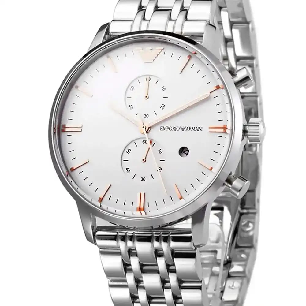 Emporio Armani AR1933 Men’s Silver Dial Silver Stainless Steel Chronograph Watch