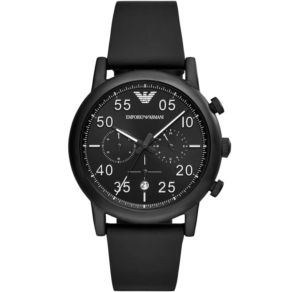 Emporio Armani AR11133 Men’s Black Dial Black Silicone Chronograph Watch